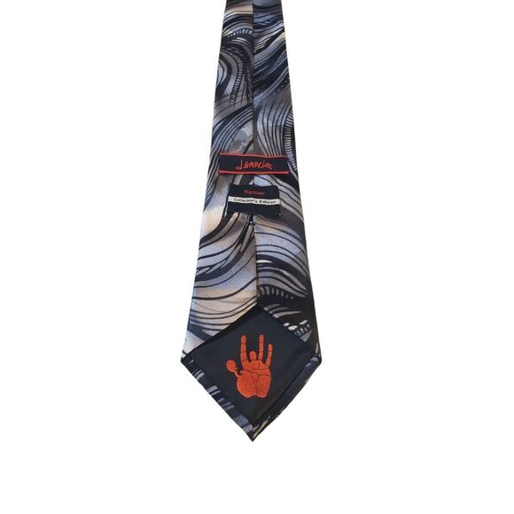 J Garcia 'Riptide'  Neck Tie‎ Mens Black Gray Abstract Collectors Edition Silk - Picture 4 of 13